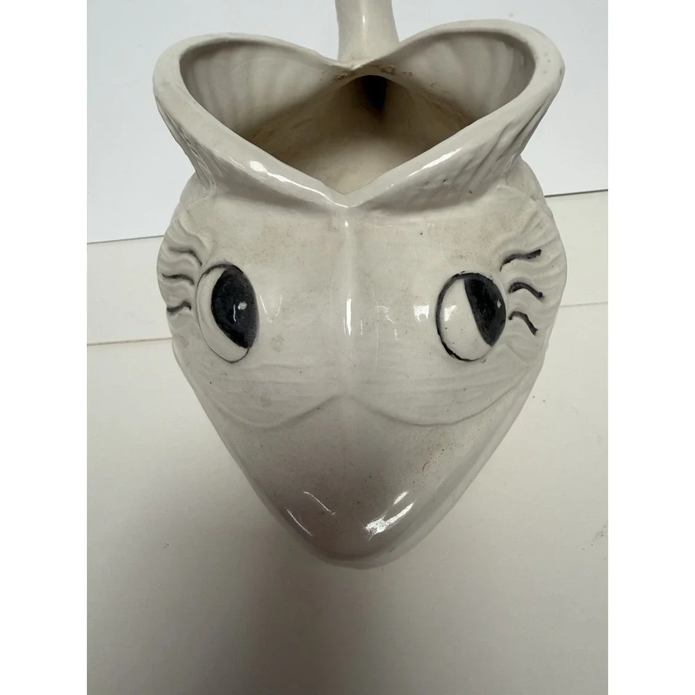 Vintage Ceramic White Fish Planter Pair Graduated Sizes MCM Koi Anthropomorphic - Picture 5 of 12